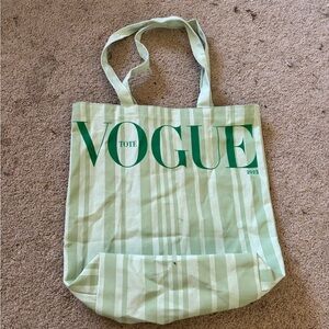 Vogue Mint Striped Tote Bag 2023